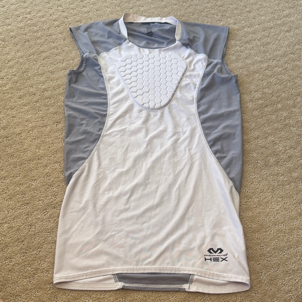 Chest Protector White and Gray Sleeveless undershirt for baseball pitchers